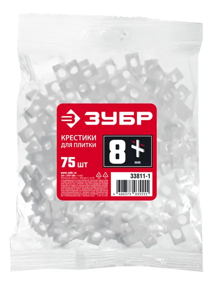 ЗУБР 8 мм, 75 шт, крестики для плитки (33811-8)