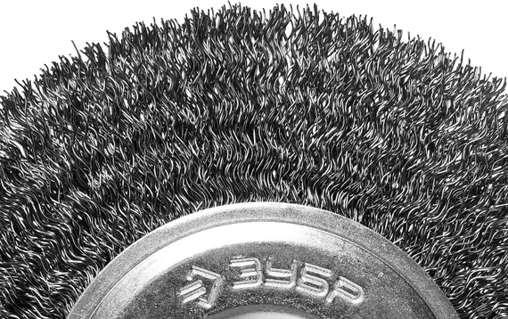 ЗУБР 150 х 12.7 мм, витая, стальная проволока 0.3 мм, дисковая щетка-крацовка для точильно-шлифовального станка, Профессионал (35185-150)