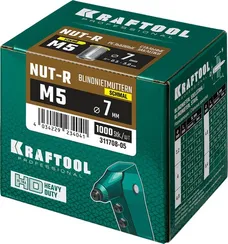 KRAFTOOL Nut-R, М5, уменьш. бортик, 1000 шт, резьбовые заклепки стальные с насечками (311708-05)