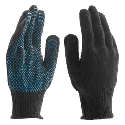 Перчатки хлопкоэфирные плюшевые, ПВХ "Точка", 7 кл, 55 гр Сибртех