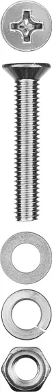 ЗУБР DIN 965, M4 х 40 мм, цинк, 15 шт, винт с гайкой и шайбами (303456-04-040)