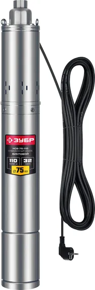 Скважинный насос винтовой, ЗУБР 900 Вт, 110 м напор, (НСВ-75-110)