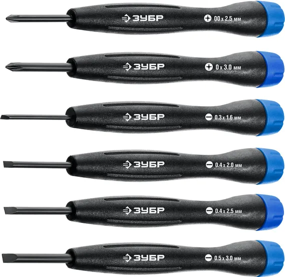 ЗУБР TX-6, 6 шт, набор отверток для точных работ, Профессионал (25658-H6)
