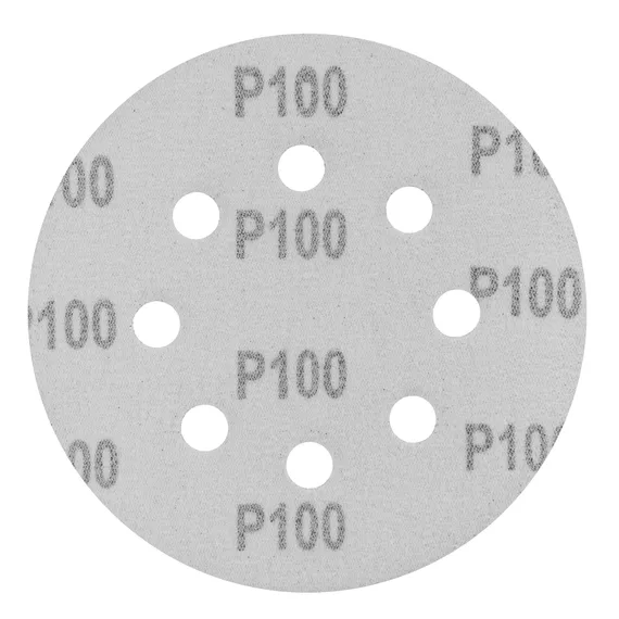 Круг абразивный на ворсовой подложке под "липучку", перфорированный, P 100, 125 мм, 5 шт Сибртех