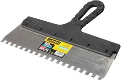 STAYER PROFlat, 300 мм, зуб 8 х 8 мм, пластиковая ручка, зубчатый, нержавеющий фасадный шпатель, Professional (1009-30-08)