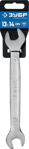 ЗУБР 13 х 14 мм, рожковый гаечный ключ, Профессионал (27010-13-14)