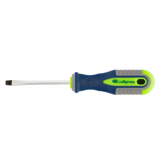 Отвертка, SL5 х 75 мм, CrV, трехкомпонентная рукоятка Сибртех
