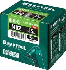 KRAFTOOL Nut-S, М12, 100 шт, резьбовые заклепки стальные с насечками (311707-12)