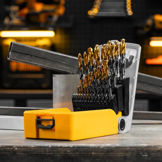 Набор сверл по металлу, 1-13 мм, Р6М5К8-TiN, Golden Tip, 25 шт Denzel