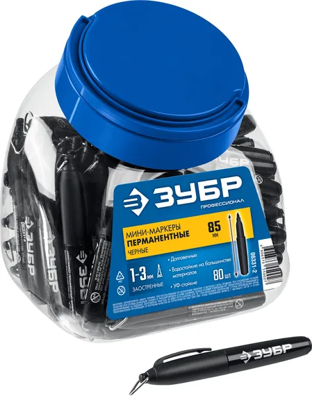 ЗУБР Мини черный, 1-3 мм, 80 шт, перманентный маркер (06331-2)