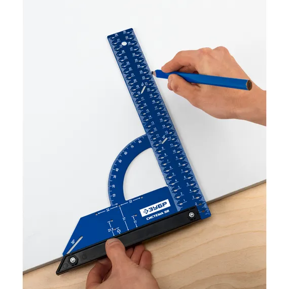 ЗУБР Система-32, разметочный мебельный угольник, Профессионал (34398-30)
