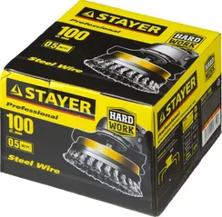 STAYER 100 мм, жгутированная стальная проволока 0.5 мм, чашечная щетка-крацовка для УШМ, Professional (35137-100)