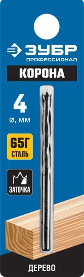 ЗУБР d 4 x 70/40 мм, М-образная заточка, спиральное сверло по дереву, Профессионал (29421-070-04)