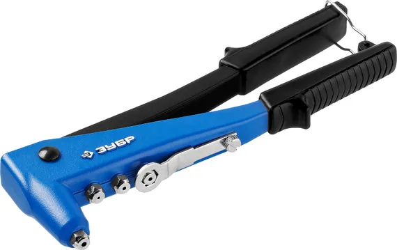 Заклепочник усиленный, ЗУБР ″ПРО-650″ 31192, d=2,4 / 3,2 / 4,0 / 4,8 мм - алюминий и сталь, d=2,4 / 3,2 / 4,0 - нерж сталь, литой корпус, Профессионал