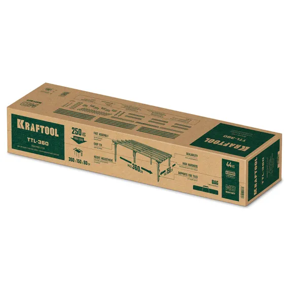 KRAFTOOL TTL-360 360х150х70 см, макс 250 кг, стол для работ с крупноформатными листовыми материалами (33253-360)