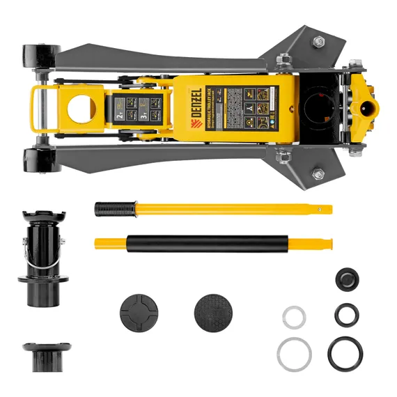 Домкрат гидравлический подкатной, 2/3 т, 98-770 мм, быстрый подъем, низ. подхват, проф, SUV Denzel