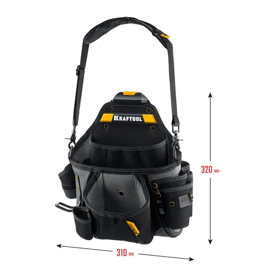 KRAFTOOL KPB-20 поясная сумка с быстросъёмным креплением FastClip, 320 х 310 мм (38767)