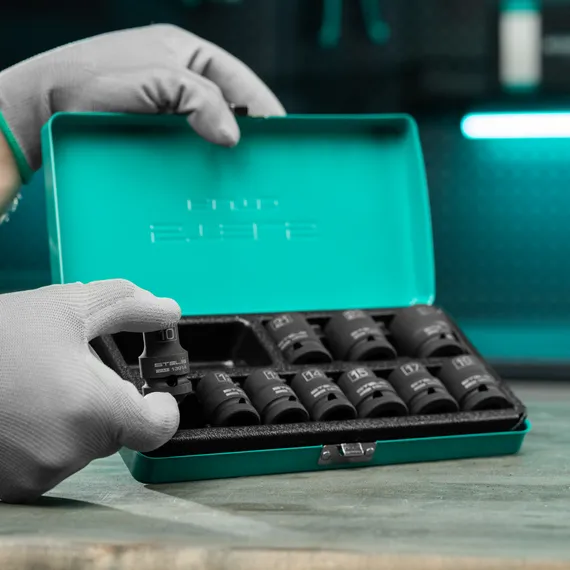 Набор шестигранных ударных торцевых головок, 1/2, 10-24 мм, 10 шт, Stels