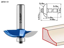 ЗУБР 51 x 10 мм, радиус 19 мм, фреза фигирейная №2, Профессионал (28761-51)