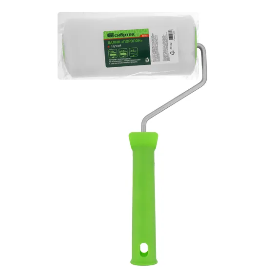 Валик "Поролон" с ручкой, 150 мм, D 48 мм, D ручки 6 мм Сибртех