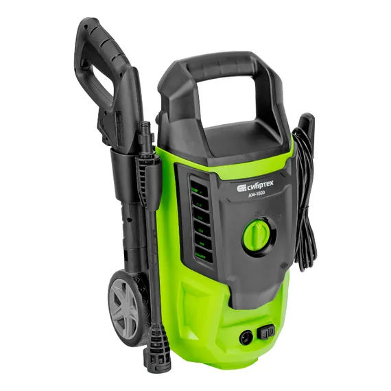 Моечная машина высокого давления АМ-1800, 1800 Вт, 140 бар, 350 л/ч, колесная Сибртех
