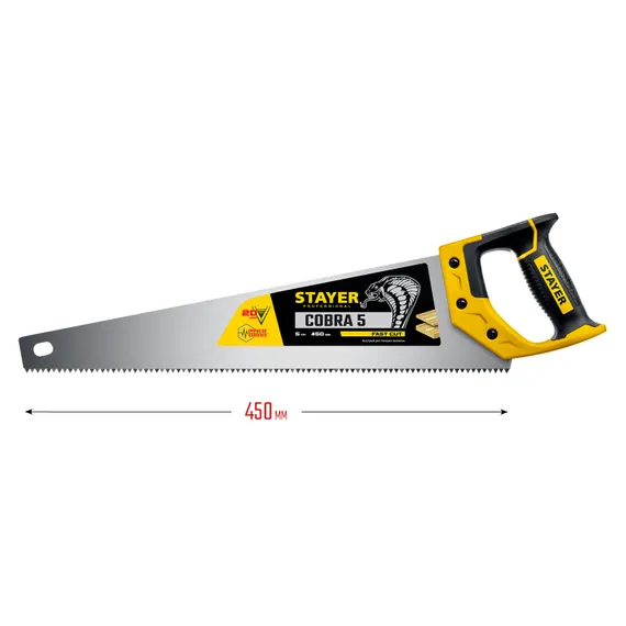 STAYER Cobra 5, 450 мм, ножовка по дереву, Professional (1506-45)