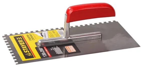 STAYER 130 х 280 мм, 6 х 6 мм, деревянная ручка, зубчатая, стальная, штукатурная гладилка (0801-06)