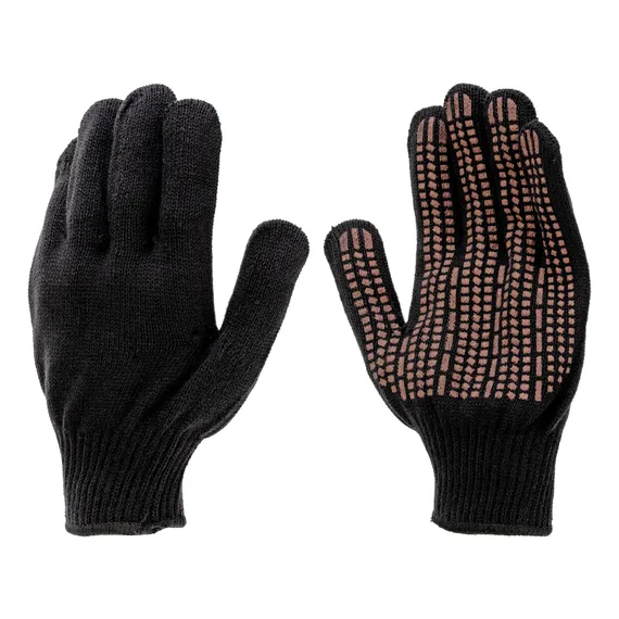 Перчатки трикотажные, акрил, ПВХ гель, "Протектор", черны, оверлок Сибртех