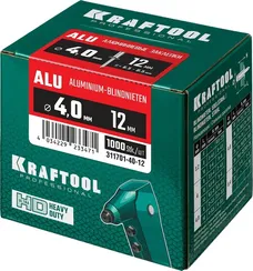 KRAFTOOL Alu (Al5052), 4.0 x 12 мм, 1000 шт, алюминиевые заклепки (311701-40-12)