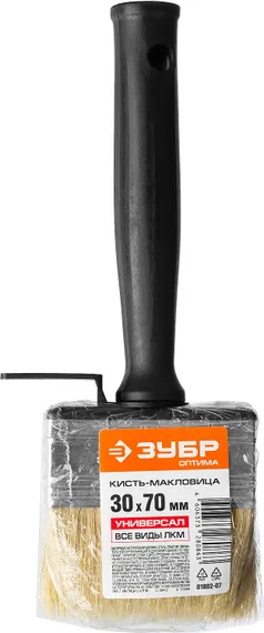 ЗУБР 30 х 70 мм, светлая щетина, пластмассовый корпус, все виды ЛКМ, кисть-макловица (01802-07
