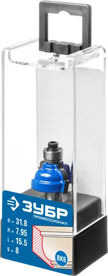 ЗУБР 31.8 x 17 мм, радиус 8 мм, фреза кромочная калевочная №7, Профессионал (28709-31.8)