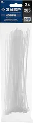 ЗУБР КОБРА, 2.5 x 205 мм, нейлон РА66, 50 шт, белые, кабельные стяжки с плоским замком, Профессионал (30930-25-205)