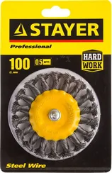 STAYER 100 мм, жгутированная стальная проволока 0.5 мм, щетка кистевая для дрели, Professional (35115-100)