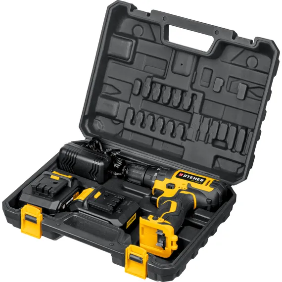 Дрель-шуруповерт, STEHER 16 В, 35 Н·м, 2 АКБ (2 А·ч), кейс (CD-160-2)