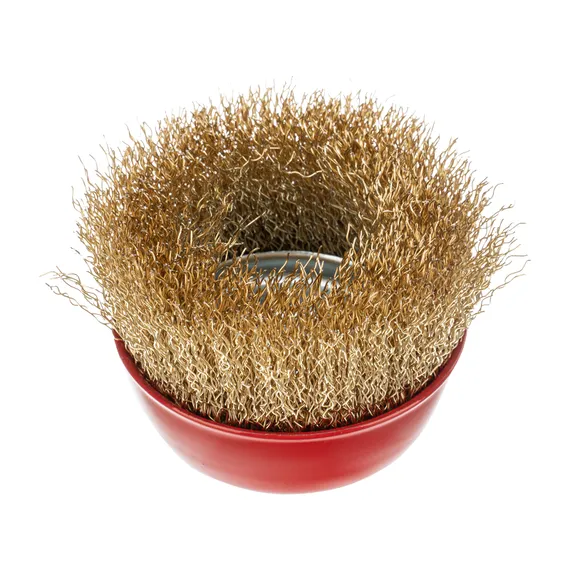 Щетка для УШМ, 75 мм, М14, "чашка", латунированная витая проволока Matrix