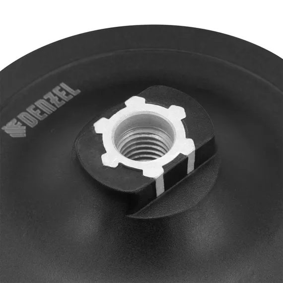 Тарелка опорная для дрели и УШМ с липучкой, 150 мм, стандартная, с адаптером c М14 на d8 Denzel