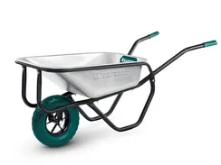 KRAFTOOL MAXDrive-1 110л, 260 кг, одноколесная, с трубным усилителем, кузов 0,9 мм, полиуретановое колесо, тачка строительная (39862)