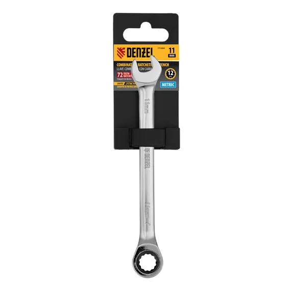 Ключ комбинированный, с трещеткой, 11 мм Denzel