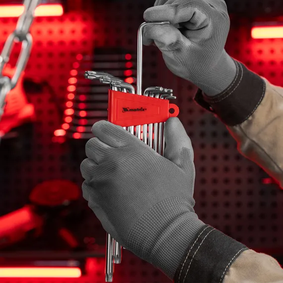 Набор ключей имбусовых Torx , 9 шт, T10-T50, CrV, экстра-длинные с сатинированным покрытием Matrix