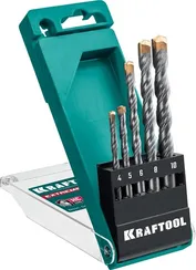 KRAFTOOL Extreme, 5 шт: 4-5-6-8-10 мм, трехгранный хвостовик, набор сверл по бетону (29166-H5)