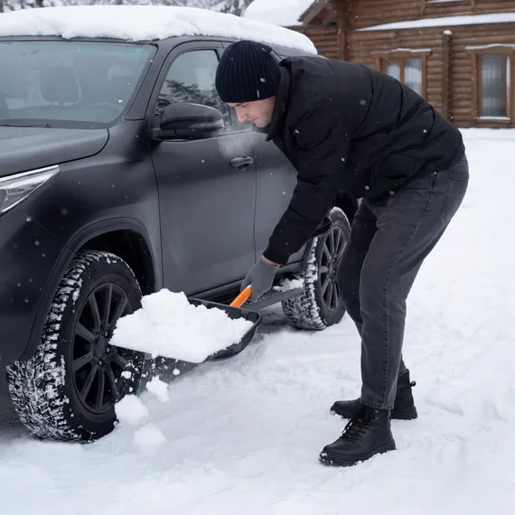 Лопата для уборки снега полипропиленовая, 275х365х790 мм, стальной черенок, Stels