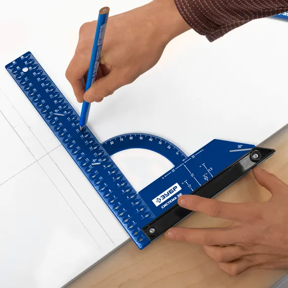 ЗУБР Система-32, разметочный мебельный угольник, Профессионал (34398-30)