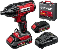 Уценка. Винтоверт ударный, ЗУБР С1-18, 18 В, 250 Н·м, 2 АКБ (2 А·ч), кейс (ГВЛ-255-22-U)