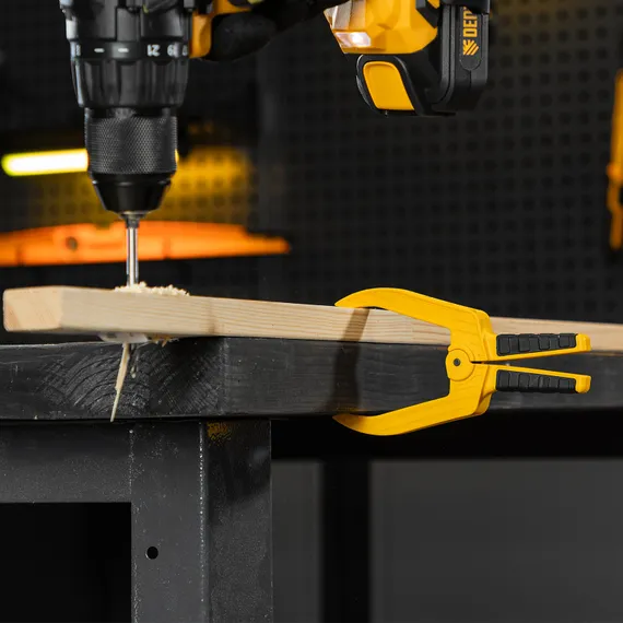 Струбцина клещеобразная, удлиненная 50 х 80 мм двухкомпонентные рукоятки Denzel