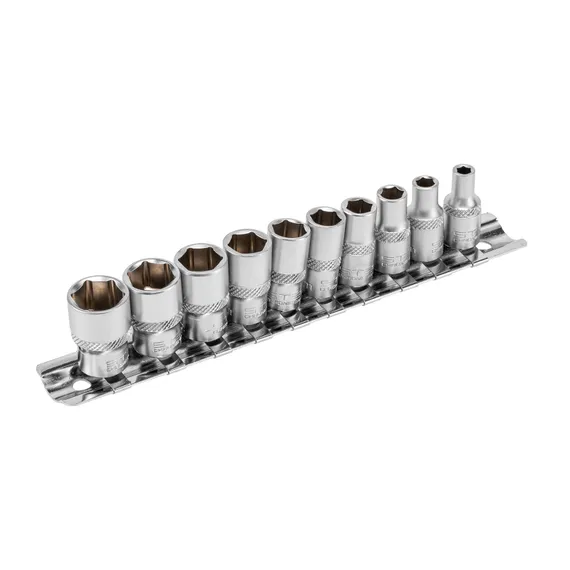 Набор торцевых головок, 1/4, шестигранные, CrV, 10 шт, 4-13 мм Stels