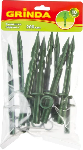 GRINDA 200 мм, зеленые, полипропилен, 10 шт, садовые колышки (422319)