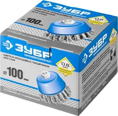 ЗУБР 100 мм, стальная проволока 0.8 мм, чашечная щетка-крацовка для УШМ, Профессионал (35277-100)