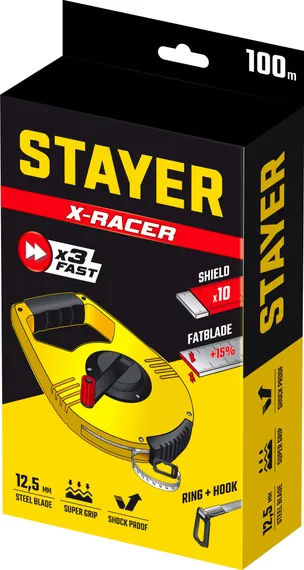 STAYER RACER 100 м геодезическая стальная мерная лента (34186-100)
