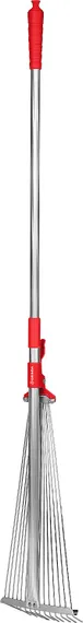 GRINDA GХ-30, длина 1240 мм, ширина 170 - 450 мм, стальные проволочные, алюминиевый черенок, регулируемые веерные грабли (8-421867)