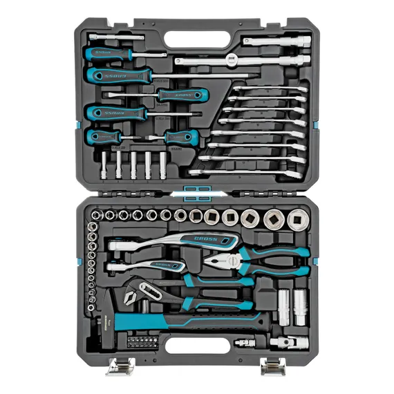 Набор инструментов, 1/4", 1/2", CrV, 120 зубьев, 76 предметов Gross